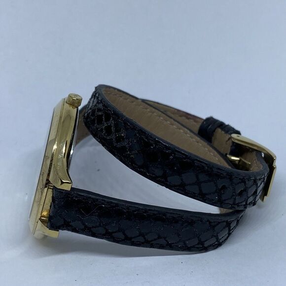 Michael Kors MK2315 Women Black Leather Analog Champagne Dial Quartz Watch XR514 - Picture 9 of 12